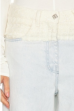 Givenchy Mixed Denim Wide Leg in White & Light Blue, view 6, click to view large image.