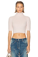 Givenchy 4G Tonal High Neck Cropped Sweater in Blush Pink, view 1, click to view large image.