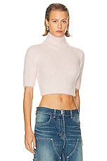 Givenchy 4G Tonal High Neck Cropped Sweater in Blush Pink, view 2, click to view large image.