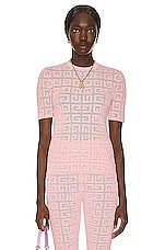 Givenchy 4G Lace Crew Neck Short Sleeve Sweater in Light Pink | FWRD