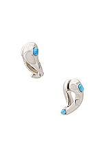 Givenchy Organic Silvery Earrings in Turquoise, view 4, click to view large image.