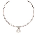 Givenchy Pearl Crystal Necklace in White & Silvery, view 1, click to view large image.
