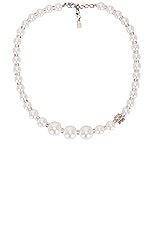 Givenchy Pearl Necklace in White & Silvery, view 1, click to view large image.