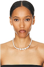 Givenchy Pearl Necklace in White & Silvery, view 2, click to view large image.
