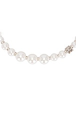 Givenchy Pearl Necklace in White & Silvery, view 3, click to view large image.