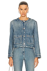 Givenchy Collarless Chain Jacket in Medium Blue, view 1, click to view large image.