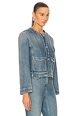 Givenchy Collarless Chain Jacket in Medium Blue, view 2, click to view large image.