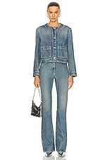 Givenchy Collarless Chain Jacket in Medium Blue, view 4, click to view large image.