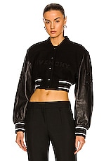Givenchy Cropped Varsity Jacket in Black & White, view 2, click to view large image.