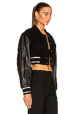 Givenchy Cropped Varsity Jacket in Black & White, view 3, click to view large image.