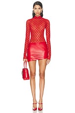 Givenchy Asymmetric Mini Skirt in Red, view 5, click to view large image.