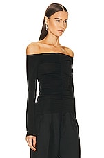 Givenchy Ruched Straight Neckline Top in Black, view 2, click to view large image.