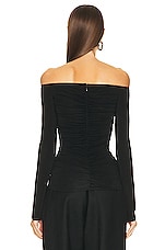 Givenchy Ruched Straight Neckline Top in Black, view 3, click to view large image.