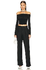 Givenchy Ruched Straight Neckline Top in Black, view 4, click to view large image.