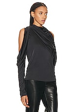 Givenchy Draped Long Sleeve Top in Dark Grey, view 2, click to view large image.