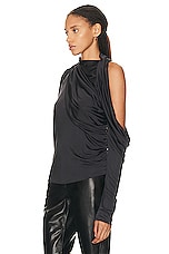 Givenchy Draped Long Sleeve Top in Dark Grey, view 3, click to view large image.