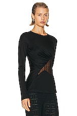 Givenchy 4G Lace Cut Out Top in Black, view 2, click to view large image.