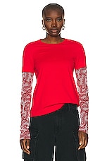 Givenchy Double Layer Long Sleeve T Shirt in Vermilion, view 1, click to view large image.