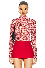 Givenchy Jacquard Turtleneck Bodysuit Top in Pink & Red, view 1, click to view large image.