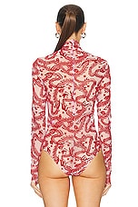 Givenchy Jacquard Turtleneck Bodysuit Top in Pink & Red, view 4, click to view large image.