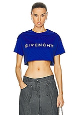 Givenchy Cropped Logo Tee in Iris Purple, view 1, click to view large image.