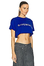 Givenchy Cropped Logo Tee in Iris Purple, view 2, click to view large image.