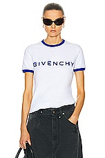 Givenchy Ringer T-shirt in Optic White & Blue, view 1, click to view large image.