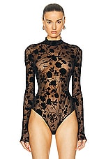 Givenchy All Over Flowers Bodysuit in Black, view 2, click to view large image.