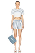 Givenchy 4G Cropped T-Shirt in White & Light Blue, view 4, click to view large image.