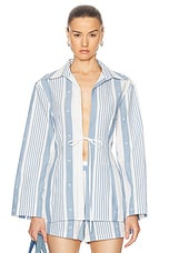 Givenchy Long Sleeve Top in Blue & Off White, view 1, click to view large image.