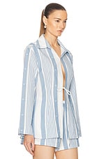Givenchy Long Sleeve Top in Blue & Off White, view 2, click to view large image.