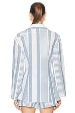 Givenchy Long Sleeve Top in Blue & Off White, view 3, click to view large image.