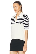 Givenchy Polo Top in White & Navy, view 3, click to view large image.