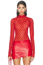 Givenchy Long Sleeve Bodysuit in Red, view 1, click to view large image.