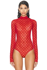 Givenchy Long Sleeve Bodysuit in Red, view 2, click to view large image.