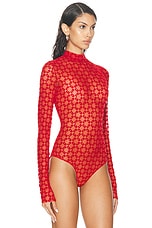 Givenchy Long Sleeve Bodysuit in Red, view 3, click to view large image.