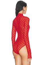 Givenchy Long Sleeve Bodysuit in Red, view 4, click to view large image.