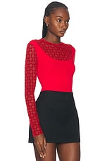 Givenchy Sheer Long Sleeve Top in Red, view 2, click to view large image.