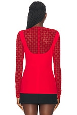 Givenchy Sheer Long Sleeve Top in Red, view 3, click to view large image.