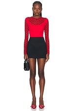 Givenchy Sheer Long Sleeve Top in Red, view 4, click to view large image.