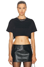 Givenchy Cropped Short Sleeve T-shirt in Black & Silvery, view 1, click to view large image.