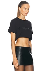 Givenchy Cropped Short Sleeve T-shirt in Black & Silvery, view 2, click to view large image.