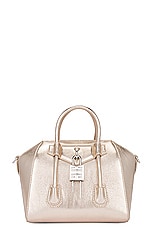 Givenchy Mini Antigona Lock Bag in Dusty Gold, view 3, click to view large image.