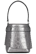 Givenchy Micro Shark Lock Bucket Bag in Silvery Grey, view 4, click to view large image.
