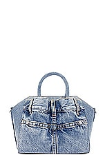 Givenchy Mini Antigona Lock Boyfriend Bag in Medium Blue, view 4, click to view large image.