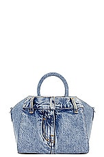 Givenchy Mini Antigona Lock Boyfriend Bag in Medium Blue, view 7, click to view large image.