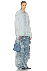 Givenchy Shark Lock Bucket Bag in Medium Blue, view 2, click to view large image.