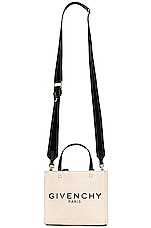 Givenchy Mini G Tote Shopping Bag in Beige & Black, view 6, click to view large image.