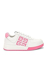Givenchy G4 Low Top Sneaker in White & Pink, view 1, click to view large image.