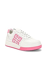 Givenchy G4 Low Top Sneaker in White & Pink, view 2, click to view large image.